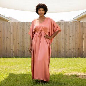 Gypsie Blu Plus Size Satin Caftan Dress Nighty Cover Up Dresses for Loungewear